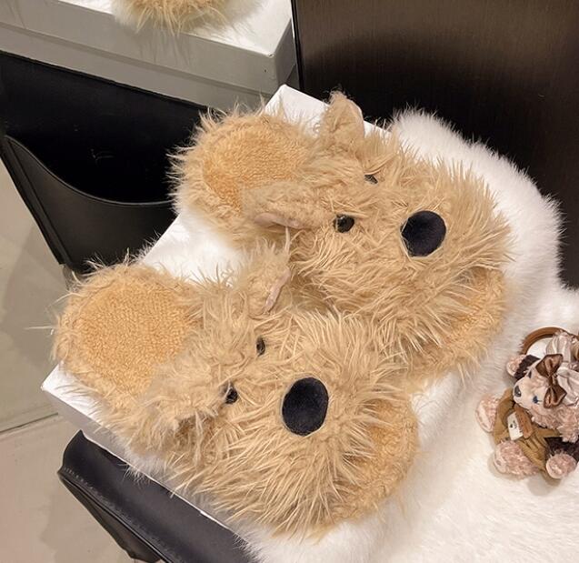 秋冬もこもこ動物ミュールスリッパ