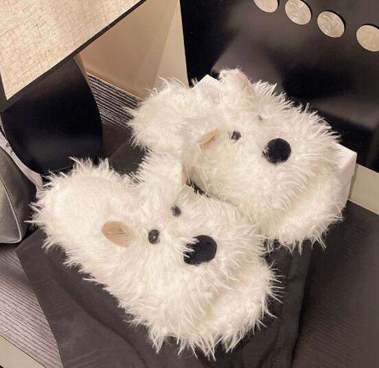 秋冬もこもこ動物ミュールスリッパ