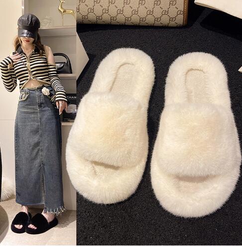 ふわふわファー素材スリッパ韓国風ルームシューズ