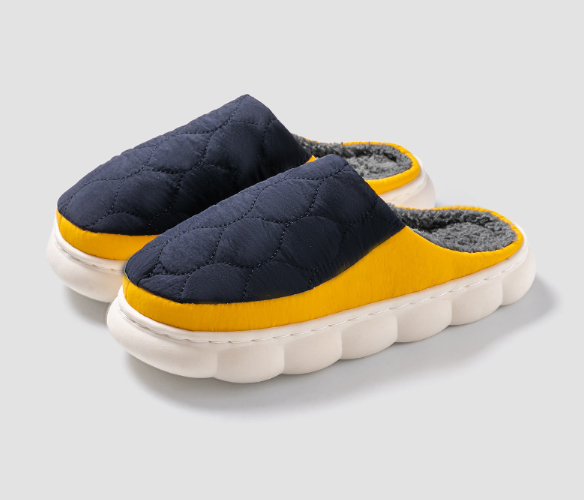 男女兼用ダイヤ柄裏起毛スリッパもこもこ暖か室内履き