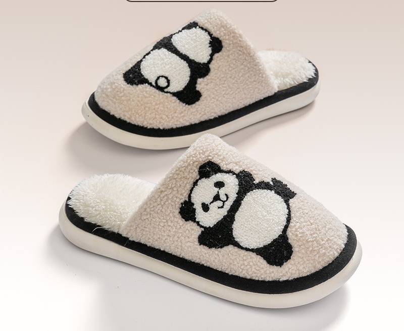 パンダ柄ふわふわルームスリッパ防寒