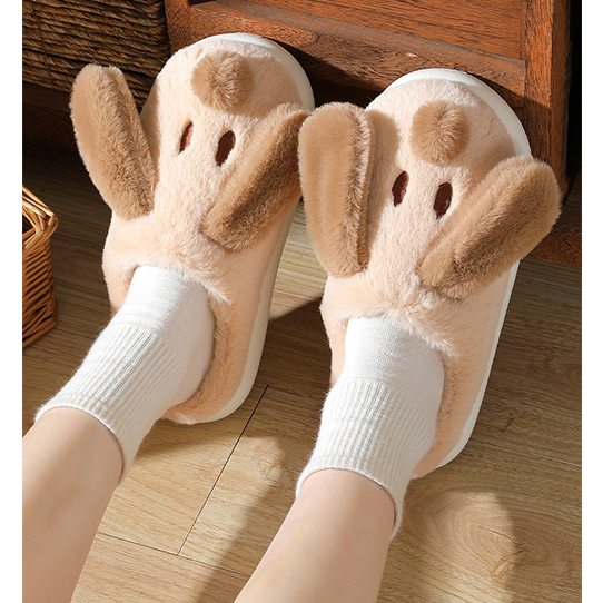 犬モチーフ ふわふわファー室内スリッパ