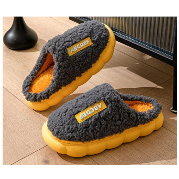 もこもこ裏起毛スリッパ厚底暖かルームシューズ男女兼用