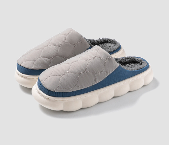 男女兼用ダイヤ柄裏起毛スリッパもこもこ暖か室内履き