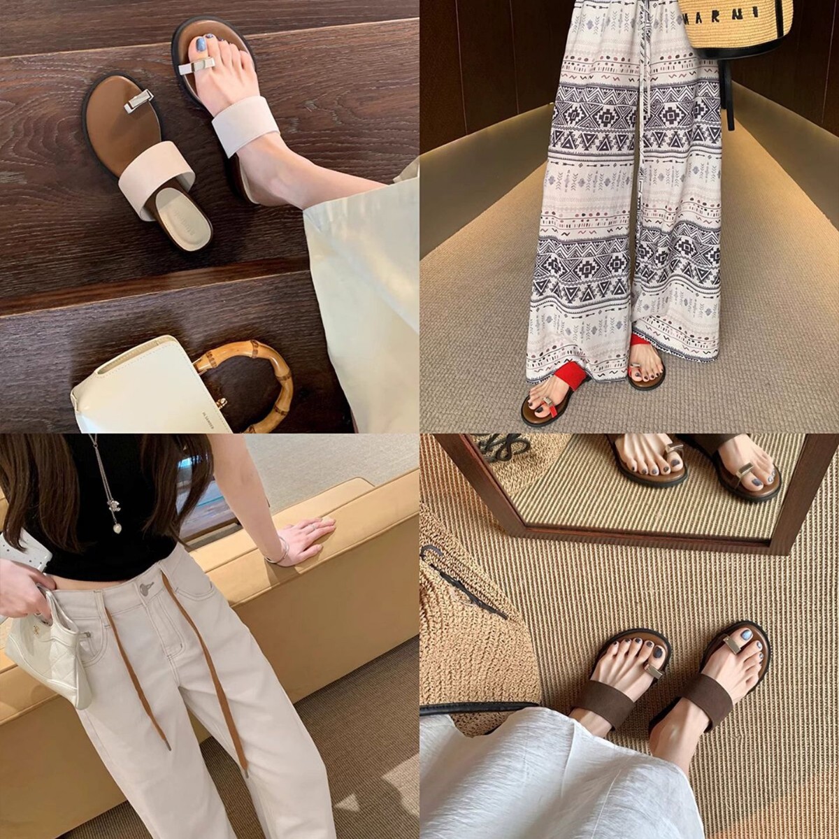 スリッパ 上品トゥリング付きルームサンダル