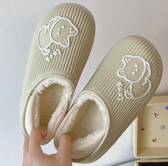 冬用ふわふわ裏起毛猫柄スリッパ室内履き