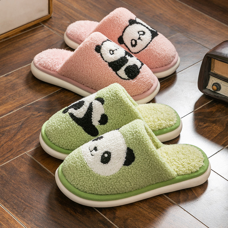 パンダ柄ふわふわルームスリッパ防寒