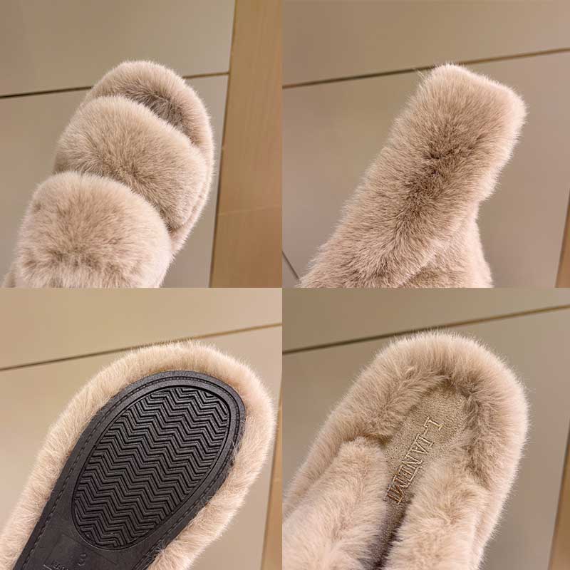 ふわふわ毛足の長いファースリッパ室内履き