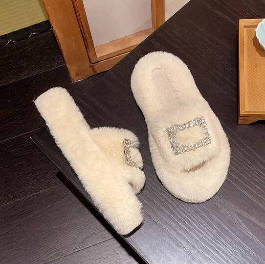 スリッパふわもこ韓国風ウール保温スリッパ