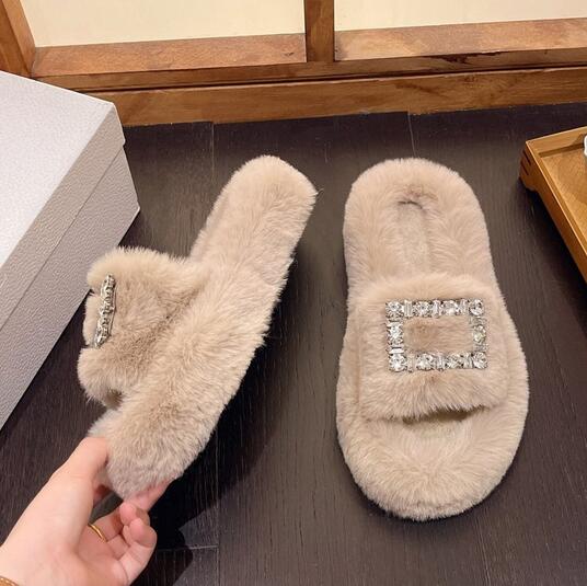 スリッパふわもこ韓国風ウール保温スリッパ