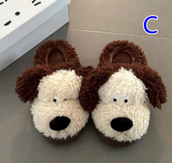 犬デザイン起毛スリッパ あったか室内履き