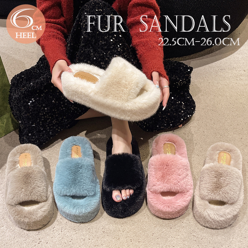 2024秋冬新作 レディース もこもこ毛足 室内スリッパ