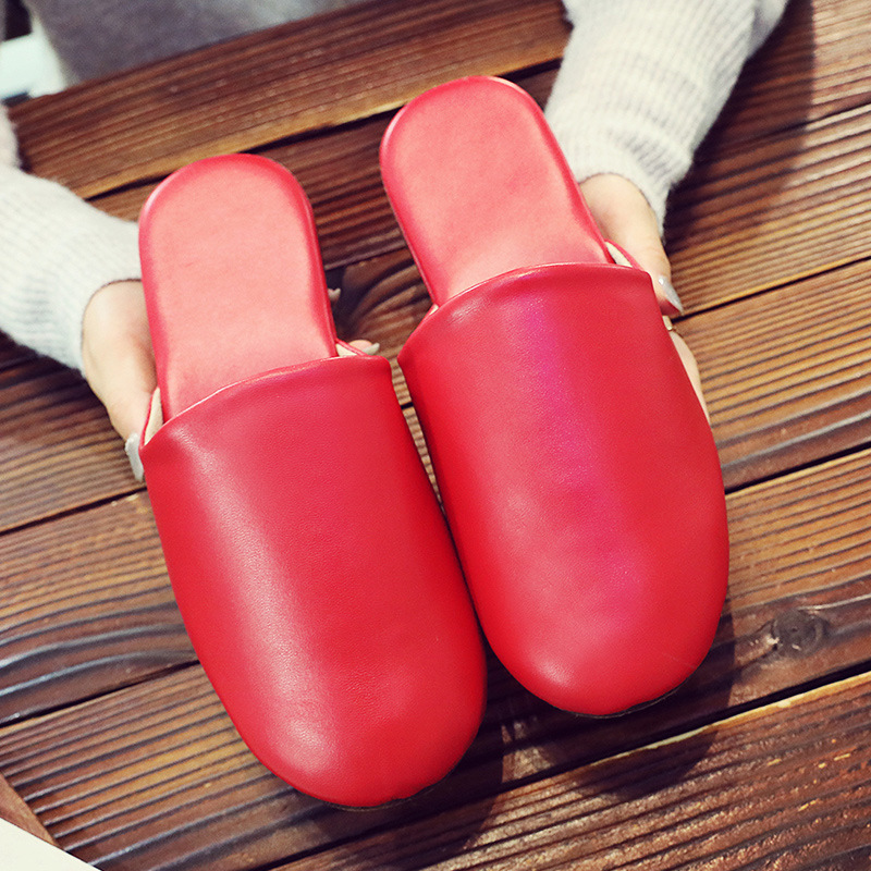 スリッパ シンプル レザー調 ルームシューズ