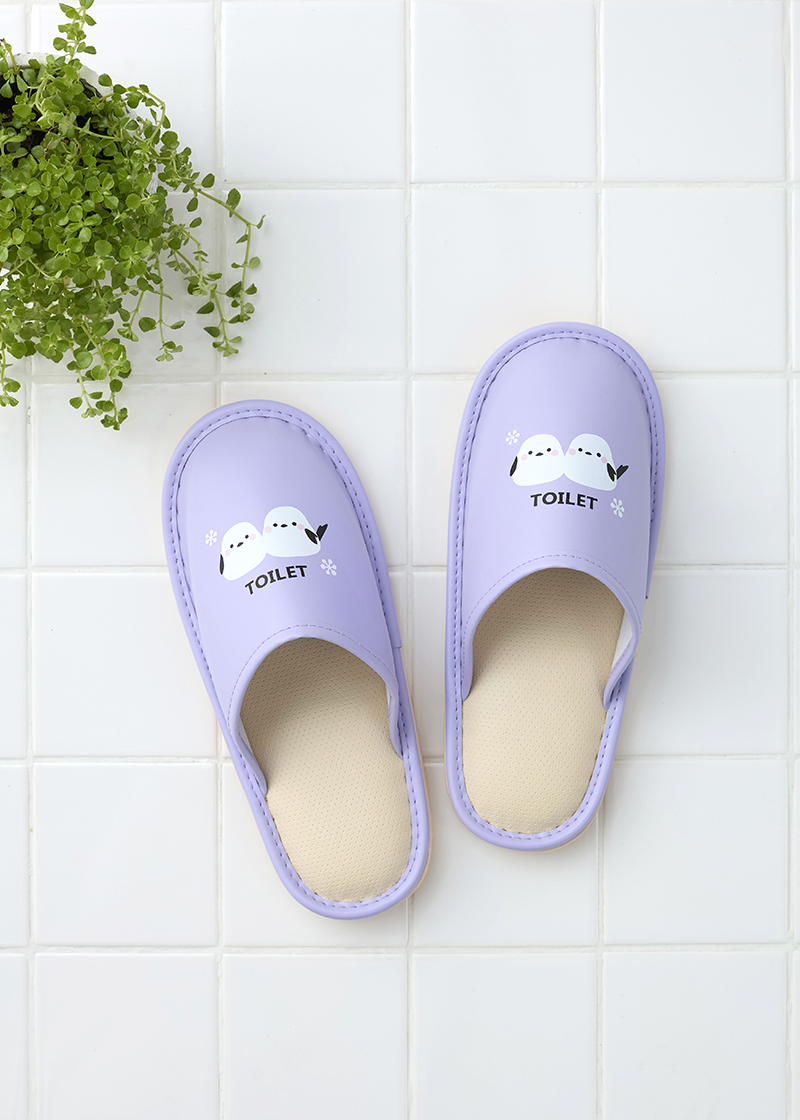 スリッパシマエナガ柄履き口ゆったりトイレ用