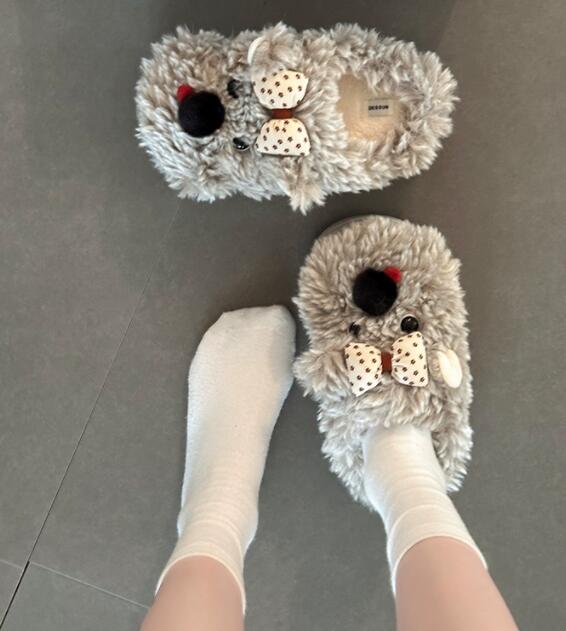 犬顔もこもこ室内履きスリッパ