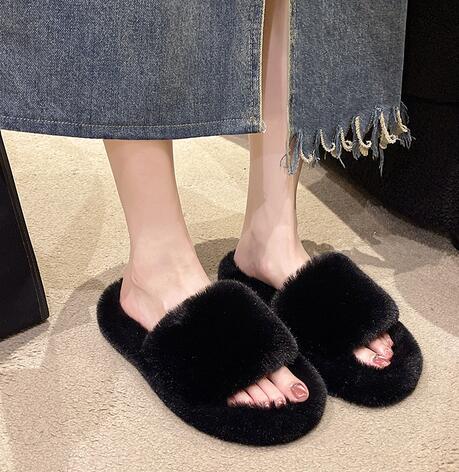 ふわふわファー素材スリッパ韓国風ルームシューズ
