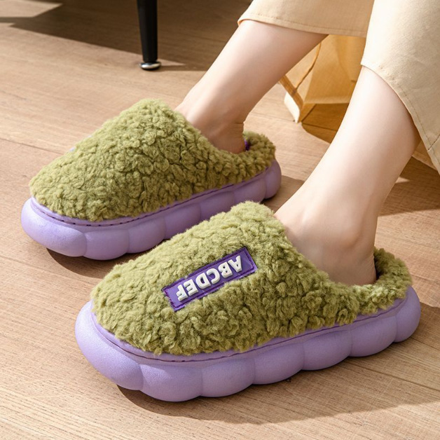 もこもこ裏起毛スリッパ厚底暖かルームシューズ男女兼用