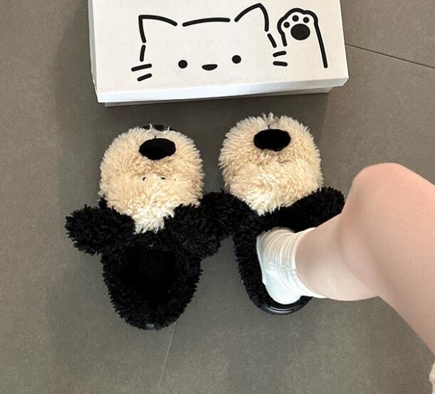 犬デザイン起毛スリッパ あったか室内履き