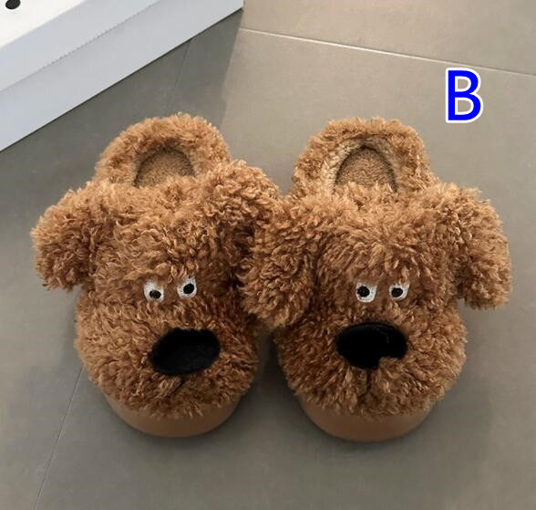 犬デザイン起毛スリッパ あったか室内履き