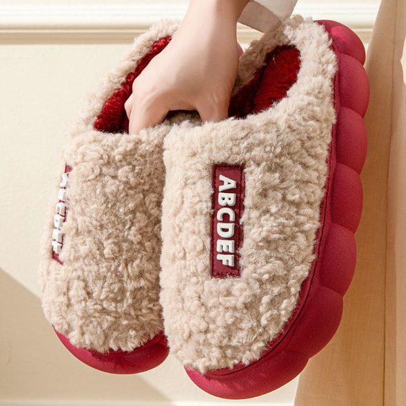 もこもこ裏起毛スリッパ厚底暖かルームシューズ男女兼用