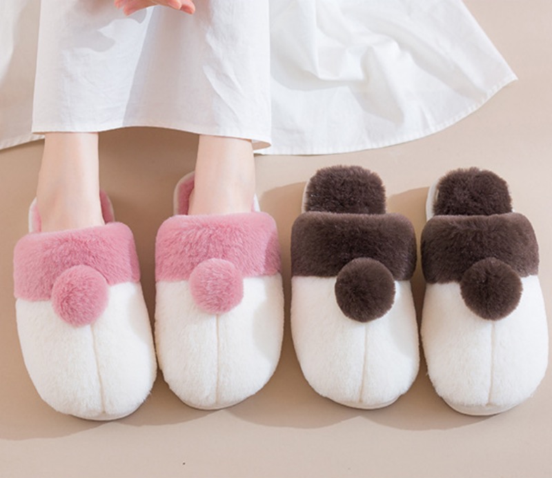ふわふわファー付きルームスリッパ 暖かい室内履き