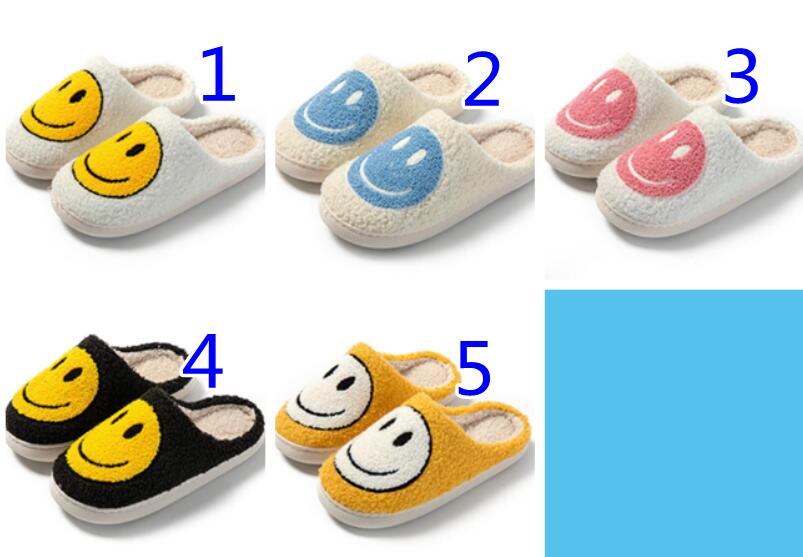 笑顔刺繍もこもこスリッパ秋冬暖かルーム履き