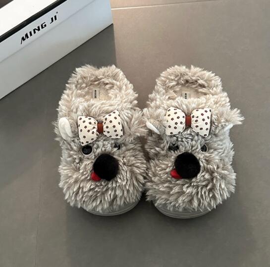 犬顔もこもこ室内履きスリッパ