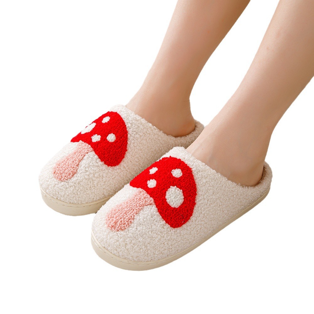 暖かいキノコ柄スリッパ ふわふわ防寒ルームシューズ