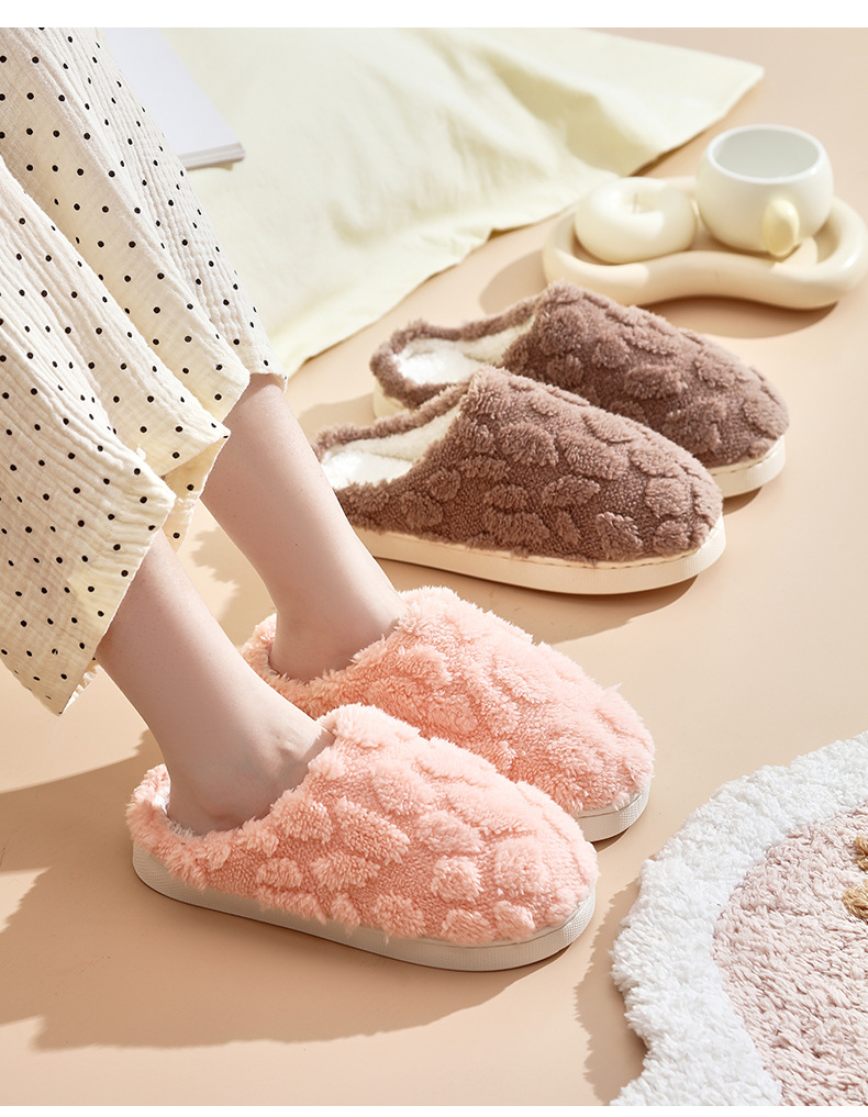 スリッパ もこもこ水玉模様のあったかスリッパ