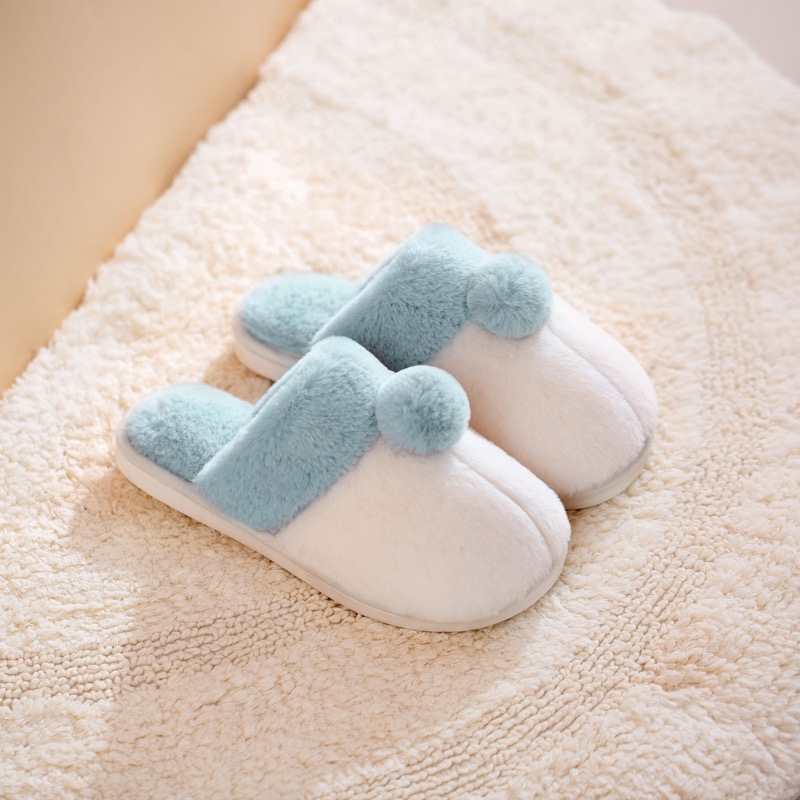 ふわふわファー付きルームスリッパ 暖かい室内履き