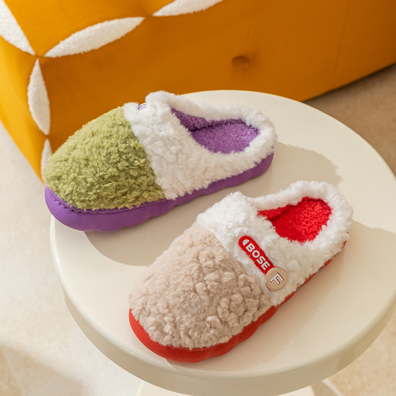 スリッパ ふわふわファー防寒ルームシューズ