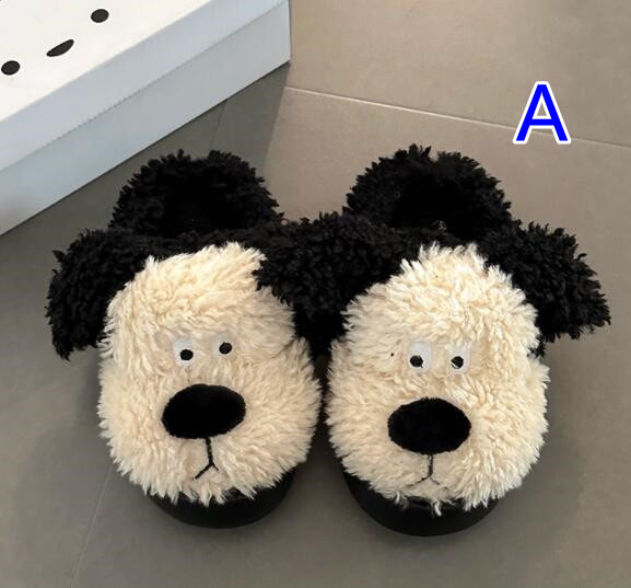 犬デザイン起毛スリッパ あったか室内履き