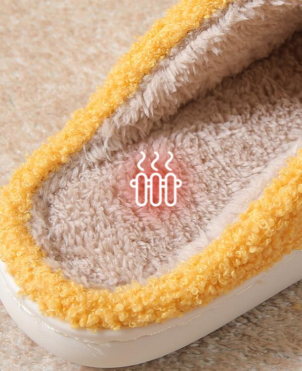 笑顔刺繍もこもこスリッパ秋冬暖かルーム履き