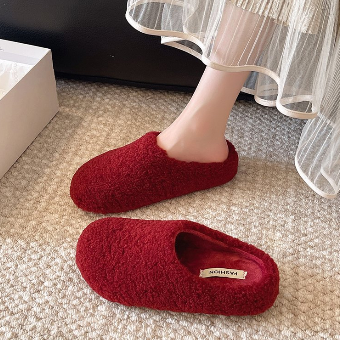 レディース裏起毛もこもこスリッパ暖かい室内用