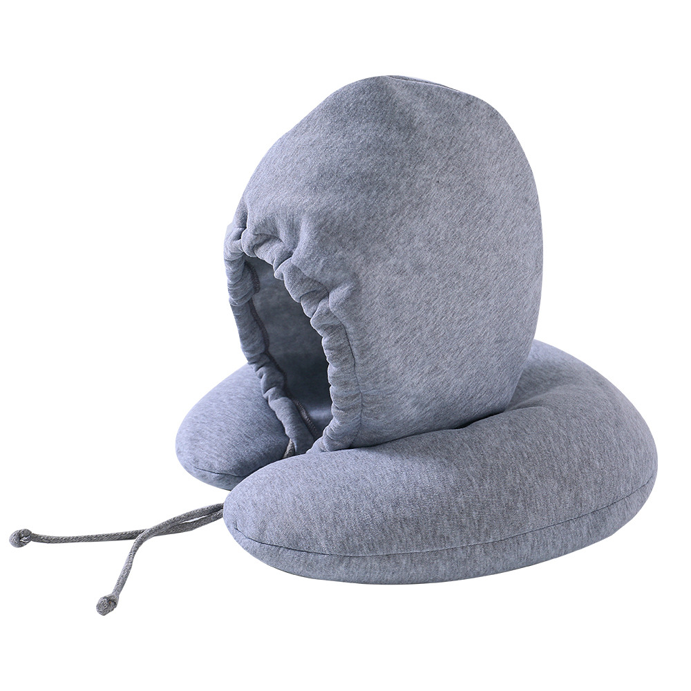 ネックピロー 遮光機能付きフード一体型