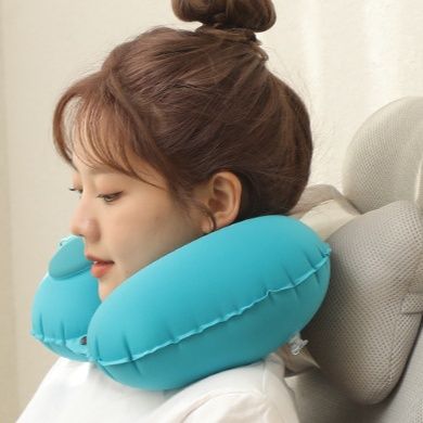 ネックピロー 超軽量空気式折りたたみ携帯ネックピロー