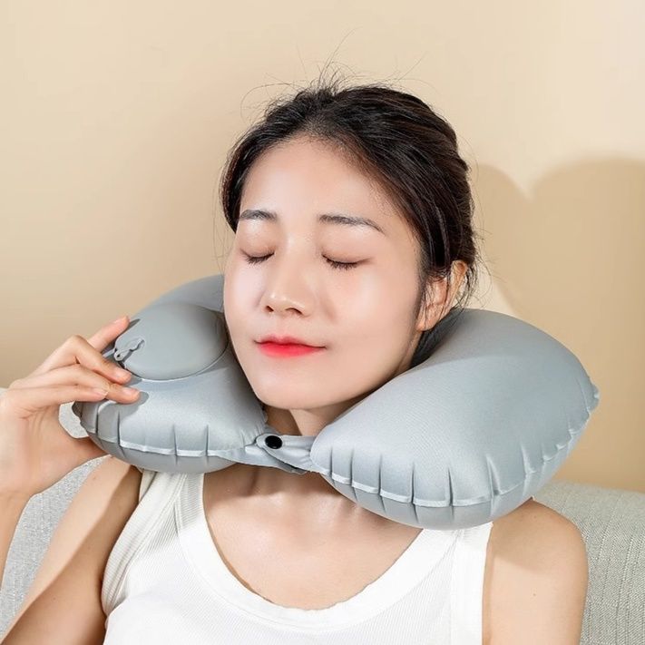 ネックピロー 超軽量空気式折りたたみ携帯ネックピロー