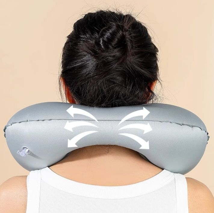 ネックピロー 超軽量空気式折りたたみ携帯ネックピロー