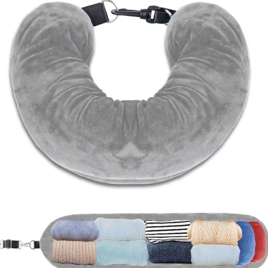 ネックピロー 多機能収納付き折りたたみ式