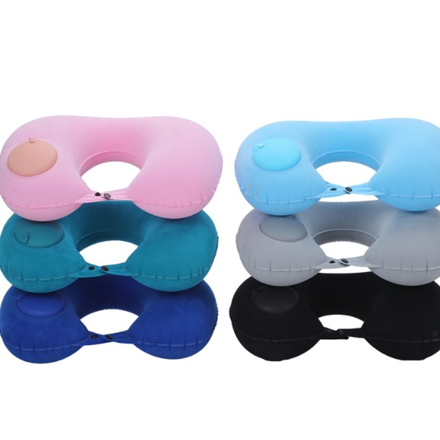 ネックピロー 手動ポンプ内蔵型簡単膨張式ネックピロー