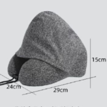 ネックピロー 遮光フード付きネックピロー収納袋付き