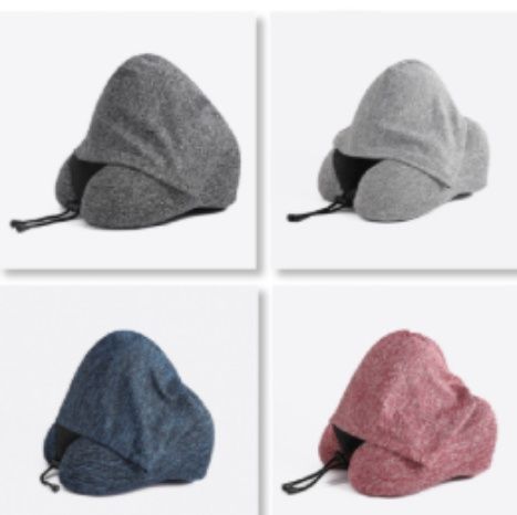 ネックピロー 遮光フード付きネックピロー収納袋付き