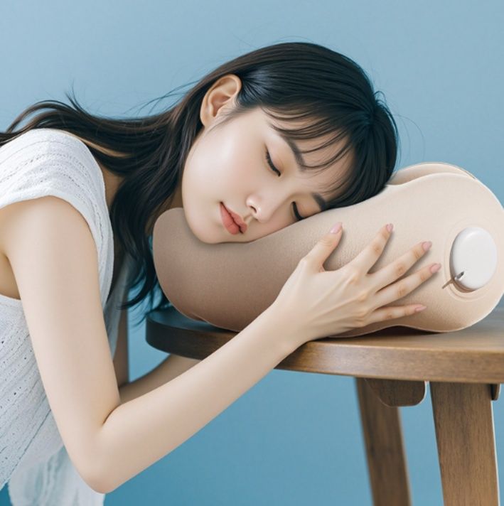 ネックピロー 手動ポンプ式立体空気枕首元サポート枕