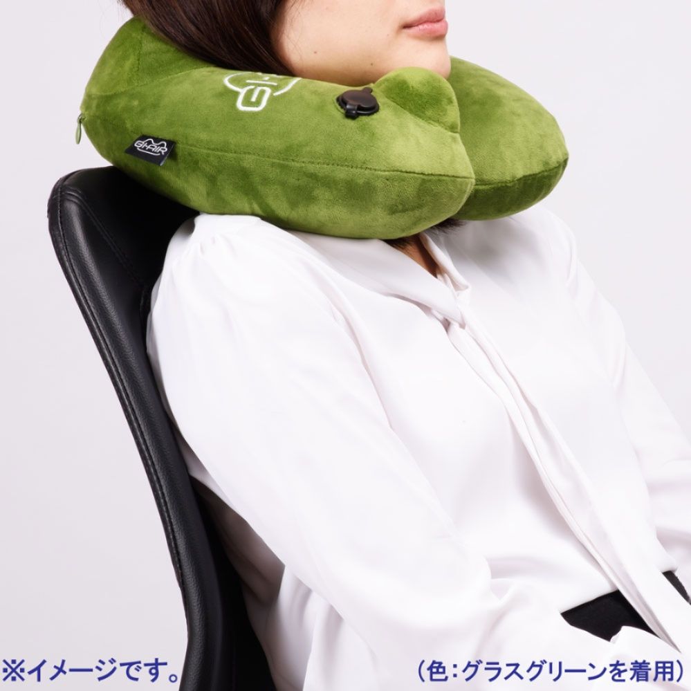 ネックピロー ポンプ式 エア注入 グレープワイン色