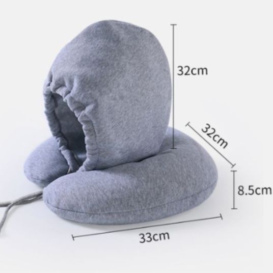 ネックピロー 遮光機能付きフード一体型
