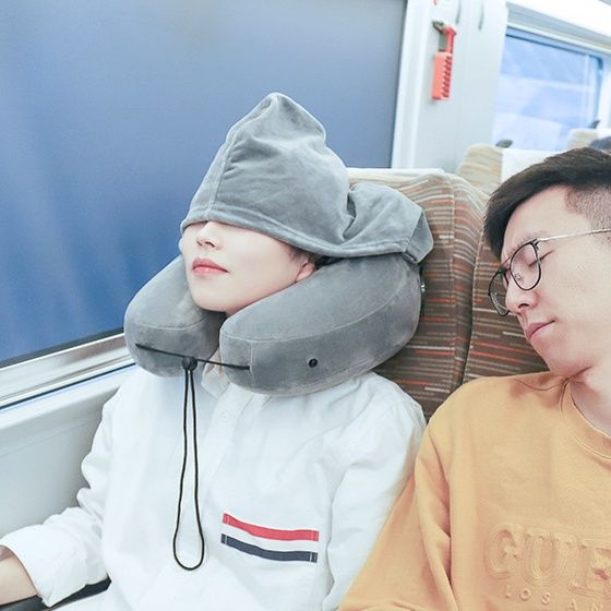 ネックピロー 多機能フード付きネックピロー首肩頭部サポート