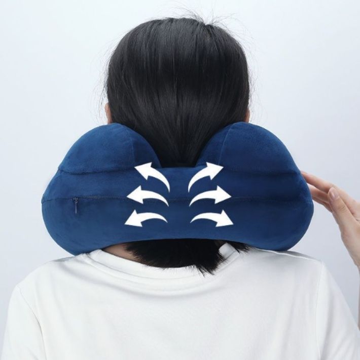 ネックピロー 空気注入式折りたたみ携帯用ネックピロー