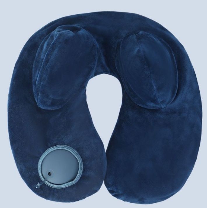 ネックピロー 空気注入式折りたたみ携帯用ネックピロー