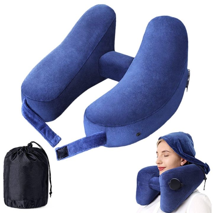 ネックピロー 多機能フード付きH型ネックピロー収納袋セット