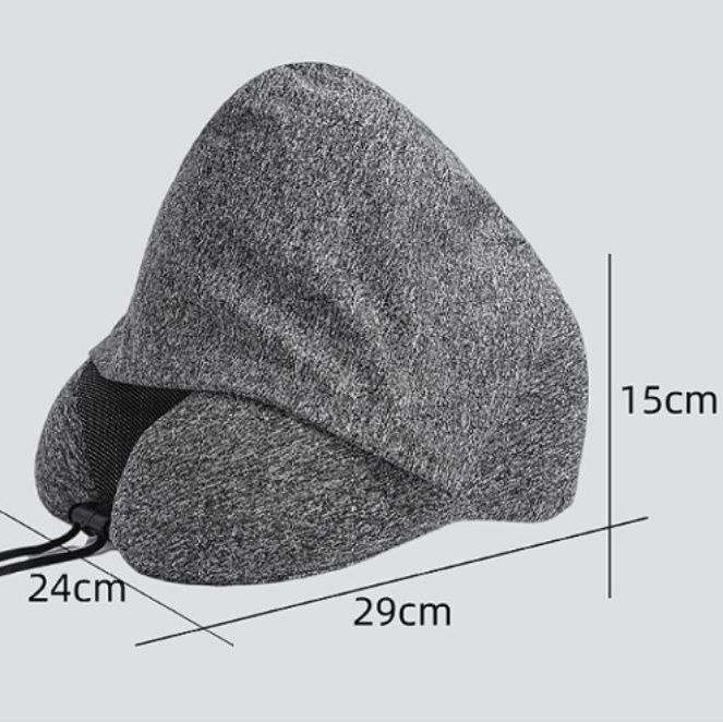 ネックピロー 携帯式遮蔽型フード付きネックピロー